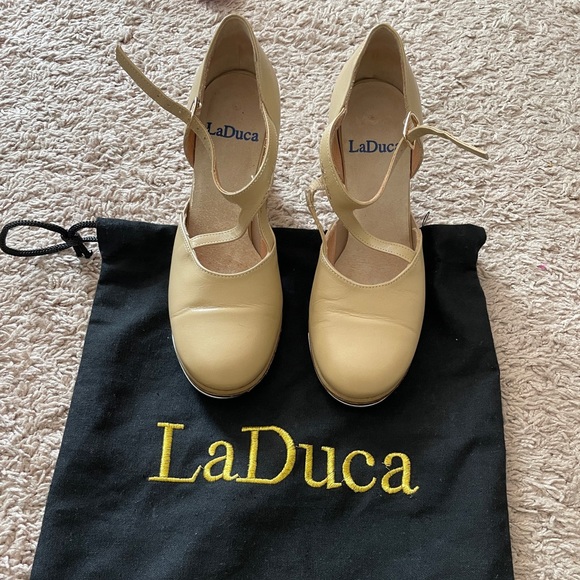 LaDuca Shoes Laduca Alexis Tan Split Sole Tap Shoes 36n 25 Heel